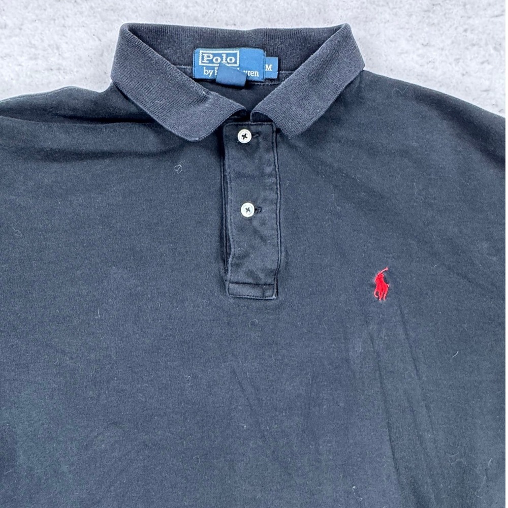 Polo Ralph Lauren Mens Black Short Sleeve Polo Shirt Red Pony Logo Size M